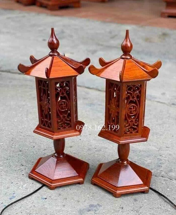 Đèn lục giác mái chùa gỗ hương.png